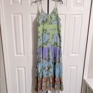 BEAUTIFUL NWT cotton bohemian floral lined maxi boho dress Size LARGE
